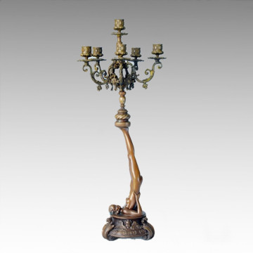 Candle Holder Statue Girl Chandelier Bronze Sculpture Tpch-049